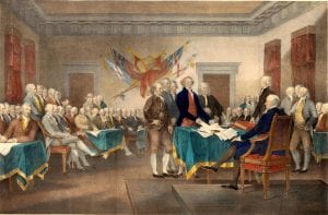 The Declaration of Independence Approved by Congress as 56 Courageous Signers “Pledge… Our Lives, Our Fortunes, and Our Sacred Honor.”