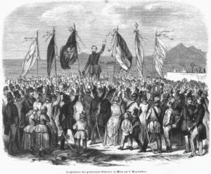 First Major Revolt in the Austrian Revolution for Independence: University Students Demand a Constitution Guaranteeing their Rights