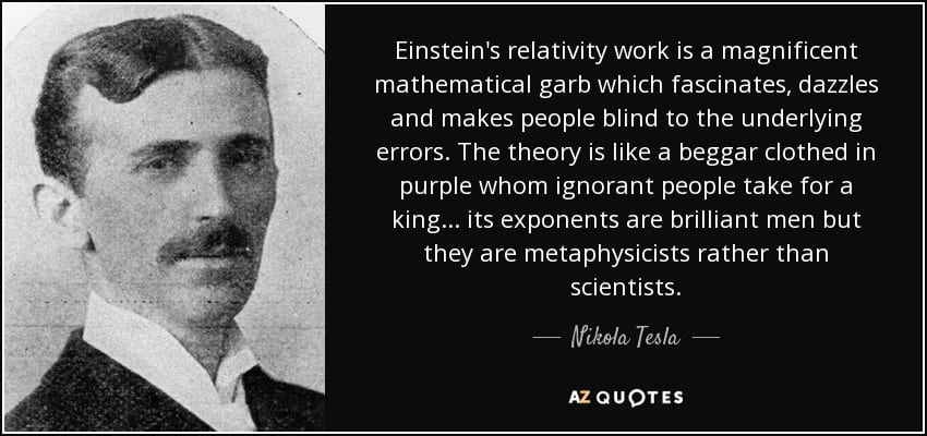 NY Times Article: TESLA, on 79th Birthday, Assails Theory of Relativity as Work of Metaphysicians and not Scientific