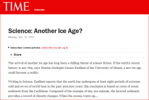 Time Magazine Global Cooling Alarm: "Science: Another Ice Age?"