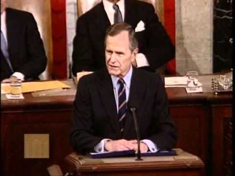 President George HW Bush 1991 State of the Union Address: “What is at Stake is more than One Small Country; it is a Big Idea: a New World Order.”