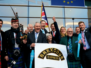 Brexit Party Leaves EU for Last Time, Carrying Union Jack ‘Home’