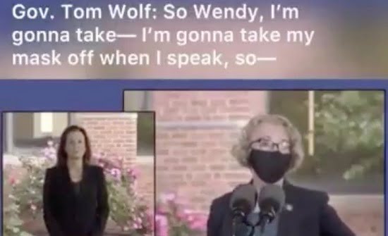 Democrat Gov. Tom Wolf and PA State Rep. Wendy Ullman Caught on Hot Mic Calling Face Masks “Political Theater” For the Camera