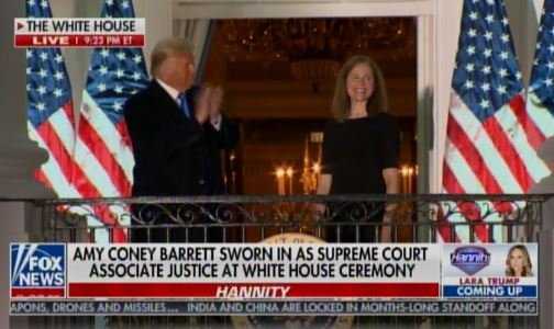 Amy Coney Barrett Sworn in as United States Supreme Court Justice at Trump White House Ceremony