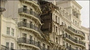 Grand Hotel Brighton Bombing in England Targeting PM Margaret Thatcher and her Cabinet, Kills Five