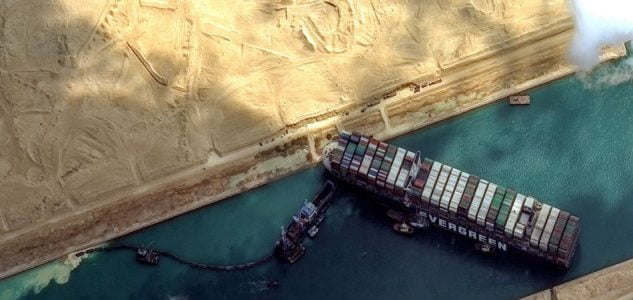 Massive Cargo Ship Turns Sideways, Totally Blocks Suez Canal