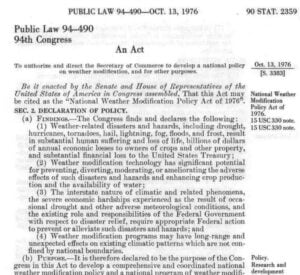 National Weather Modification Policy Act of 1976